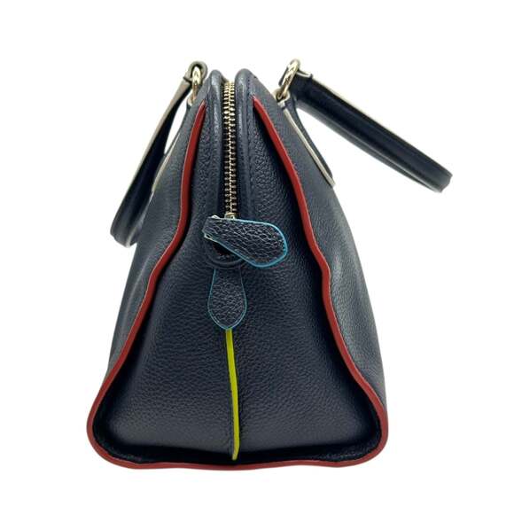 Coach Ace Satchel Handbag/Shoulder Bag in Navy Leather with Neon Yellow and G... - Picture 6 of 16